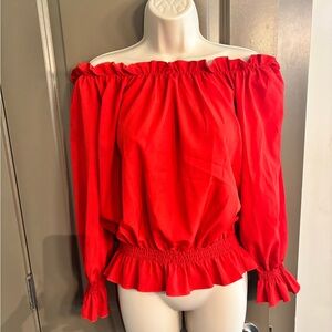 Elegant Red Off-Shoulder Women's Top